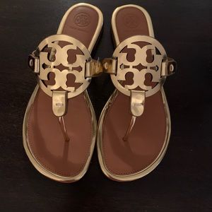 Tory Burch gold metallic miller sandals- size 7.5